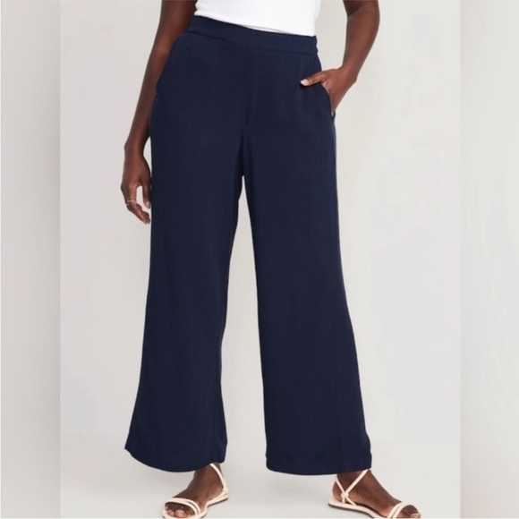 NWT! Navy High-Waisted Playa Soft-Spun Wide-Leg Pants - Multiple - Picture 5 of 6